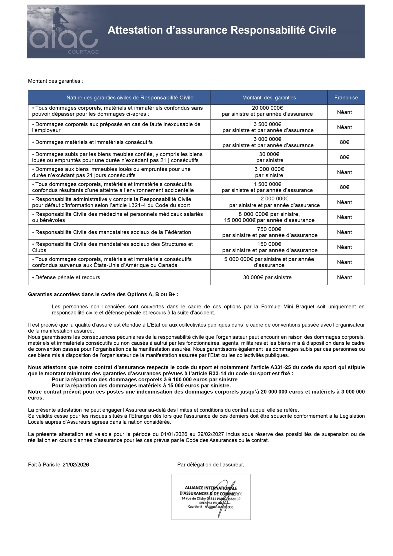 Attestation d'assurance 2026 - page 2